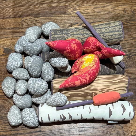 Land of Nod Plush Campfire Set with Logs and Stones - Picture 1 of 1
